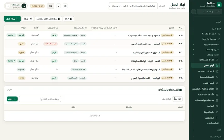 Audiexa: أوراق العمل